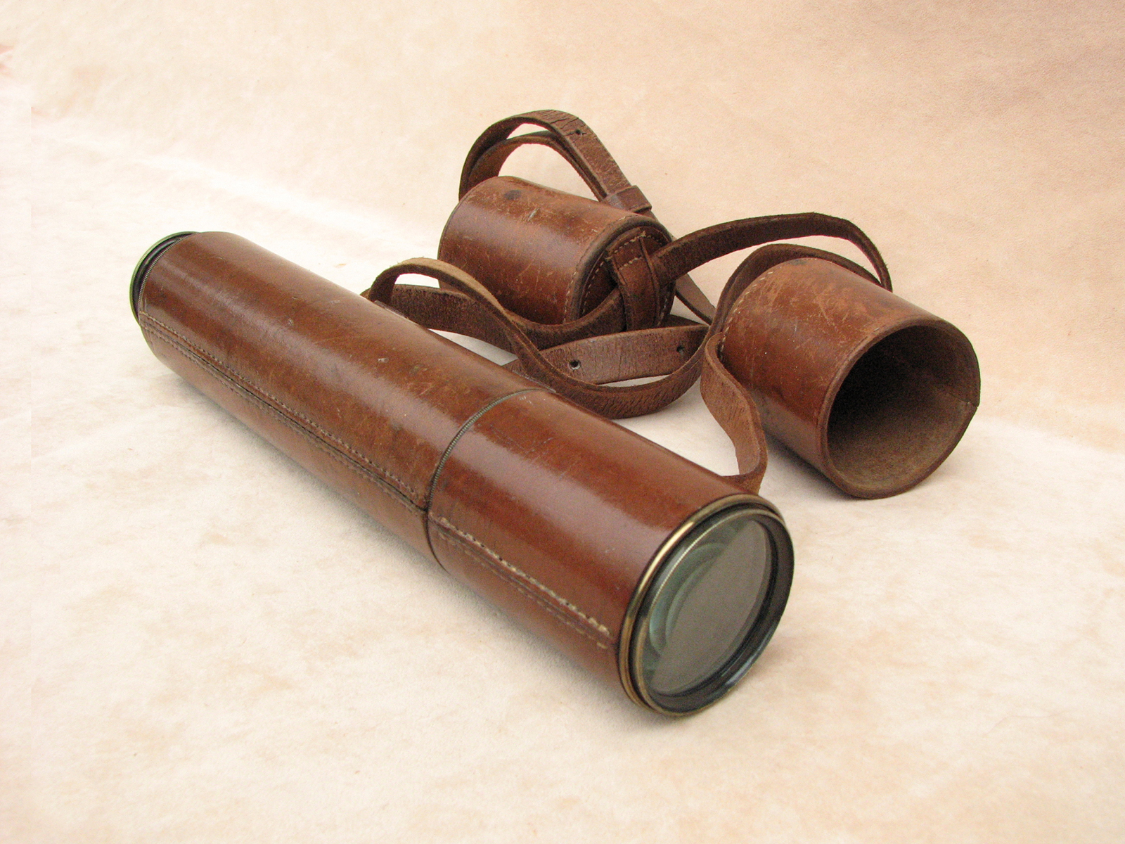 Negretti & Zambra 3 draw leather clad field telescope